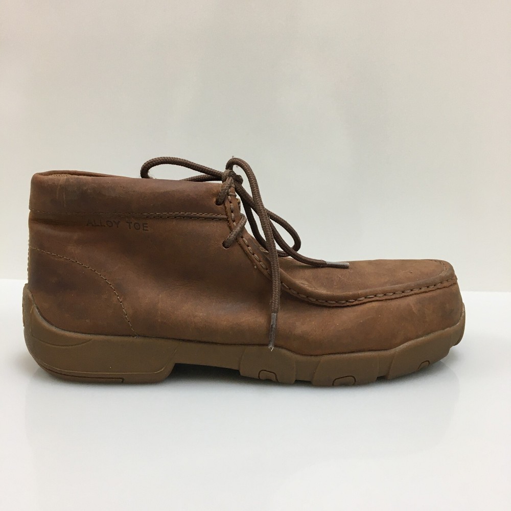 Justin Boots Mens 8M Brown Leather Cappie Alloy Toe Moc Waterproof Work Shoes