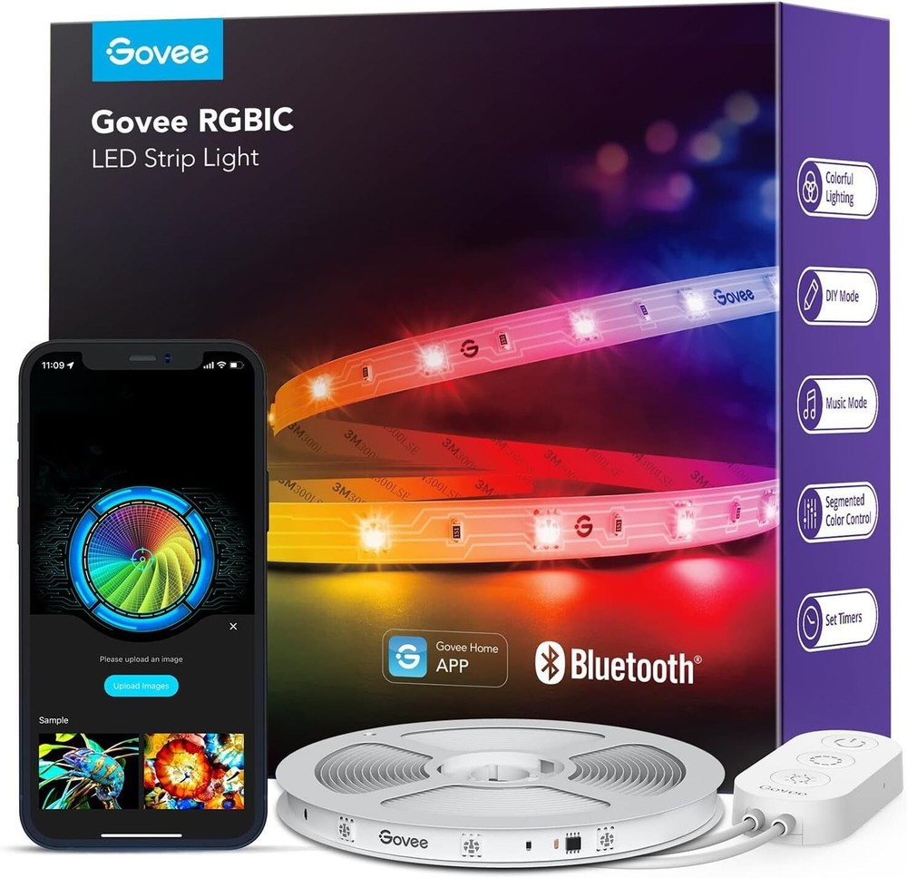 Smart LED Lights for Bedroom, Bluetooth Control, DIY Multiple Colors, 16.4ft