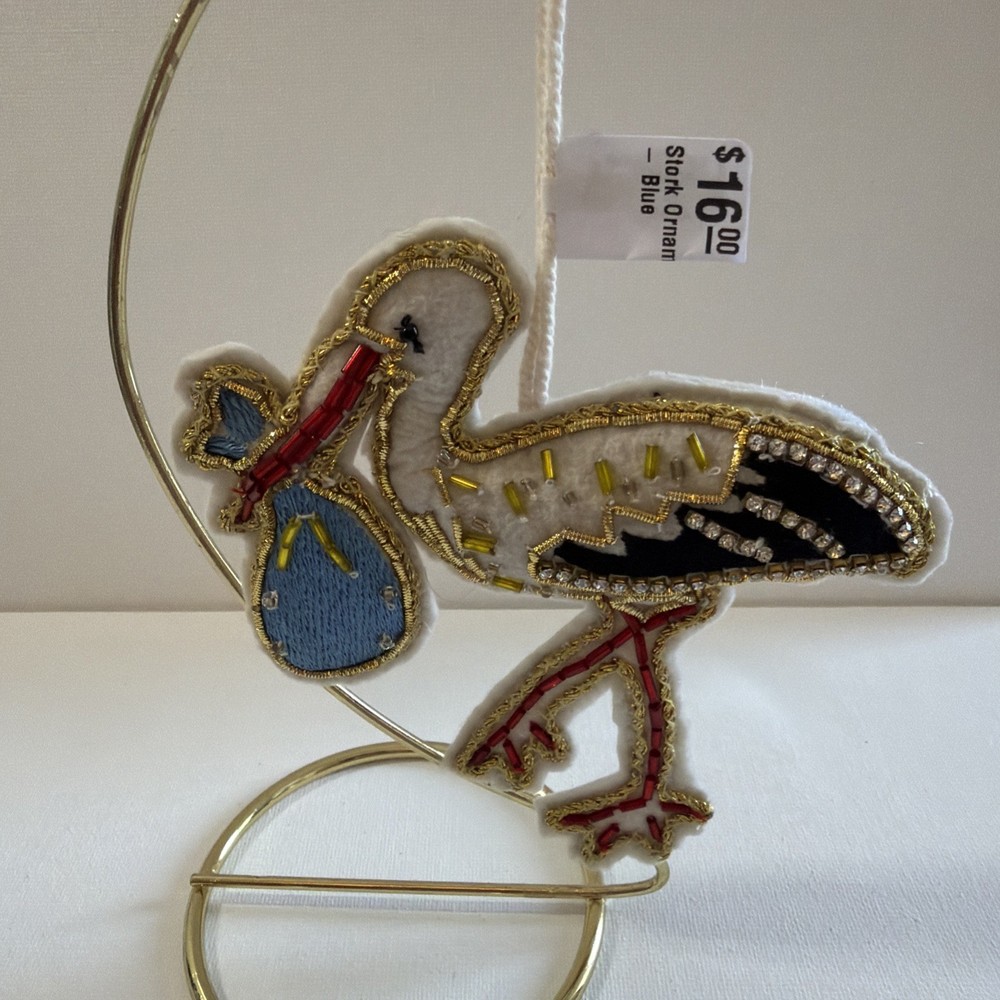 Zardozi beautifully beaded Christmas Ornament with new baby boy
