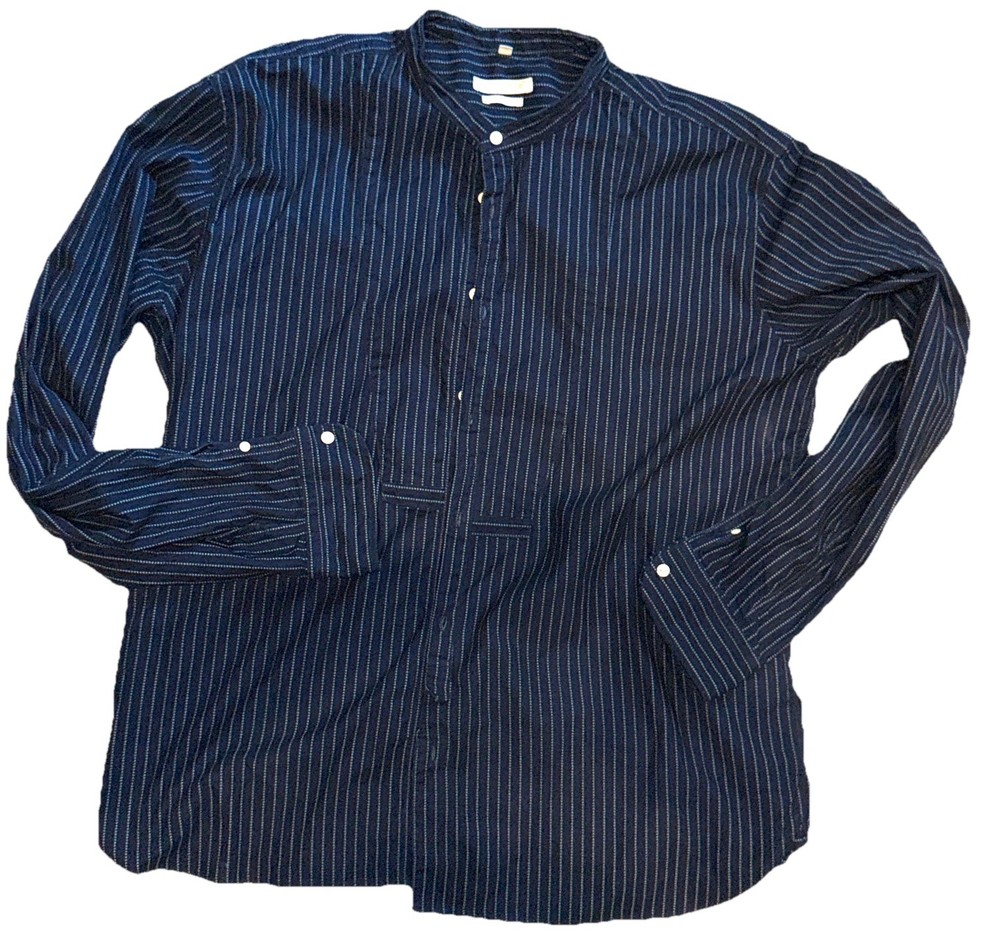 Levi’s Made & Crafted Shirt Mens Size XL Blue Henley (Band) Collar Cotton Italy