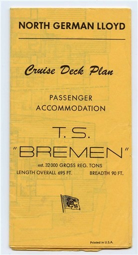 TS Bremen Cruise Deck Plan Passenger Accommodation North German Lloyd 1960's-image
