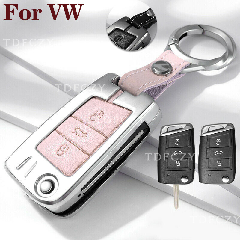 For VW Golf Jetta Tiguan Touran Skoda Zinc Alloy Leather Key Smart Holder Case