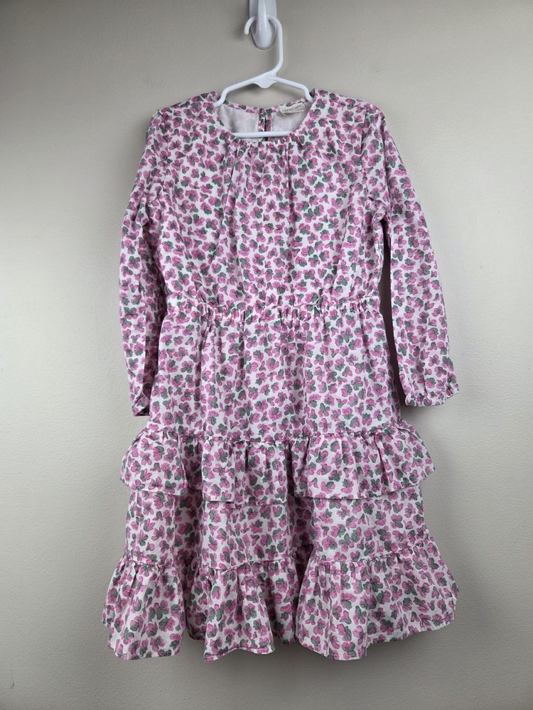 Crewcuts Long Sleeve Tiered Dress Girls Size 7 Lined 100% Cotton