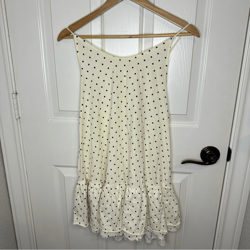 We The Free Black Polka Dot Tiered Mini Dress Tunic S Cowgirl Boho