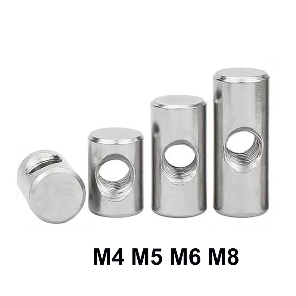 M4 M5 M6 M8 Stainless Steel Dowel Barrel Nuts Centre Thread Furniture Cot Bed
