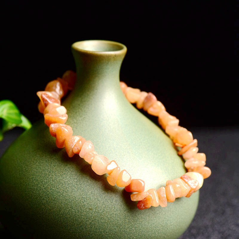 Natural Sunstone Quartz Crystal Stretch Bracelet Chip Bead Bangle Healing Gift
