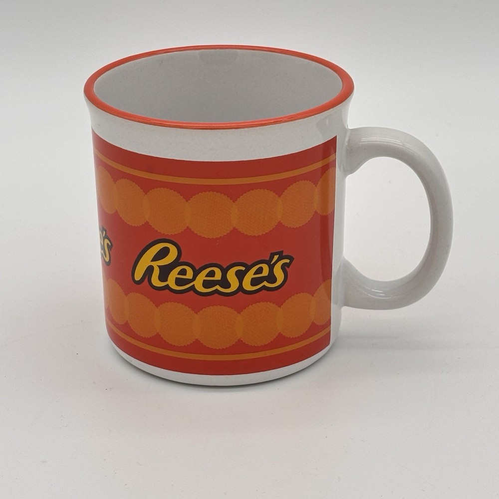 Reese's Coffee Mug Collectible Cup Ceramic Orange White Galerie Hershey 12 Oz.