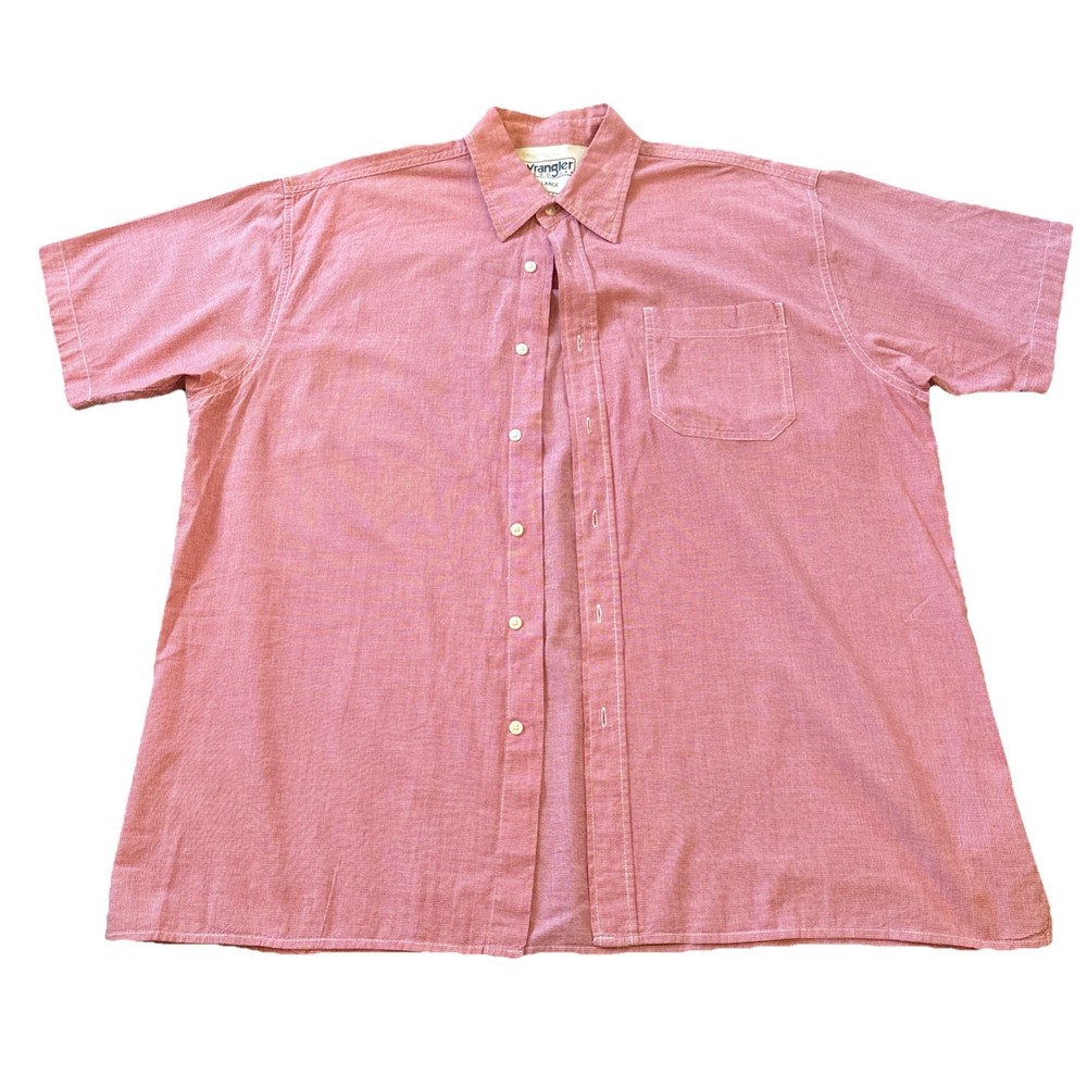Wranglers Man Short Sleeve Shirt Button Down 100% Cotton Size Xl Plaid Red