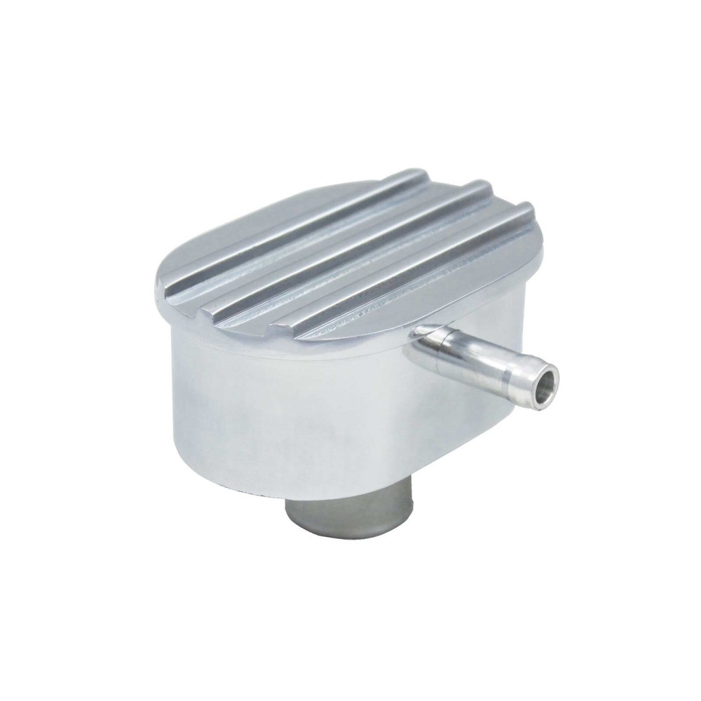 Polished Finned Aluminum Oval Breather Push-In w/PCV Valve 4