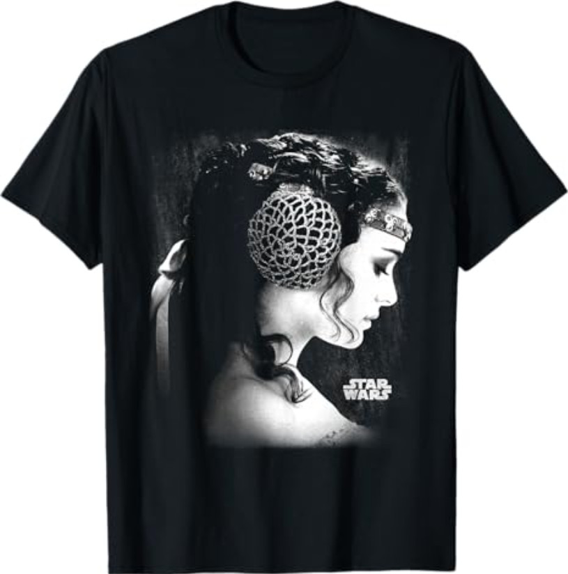 Star Wars Padme Amidala Black & White Side Profile Portrait T-Shirt
