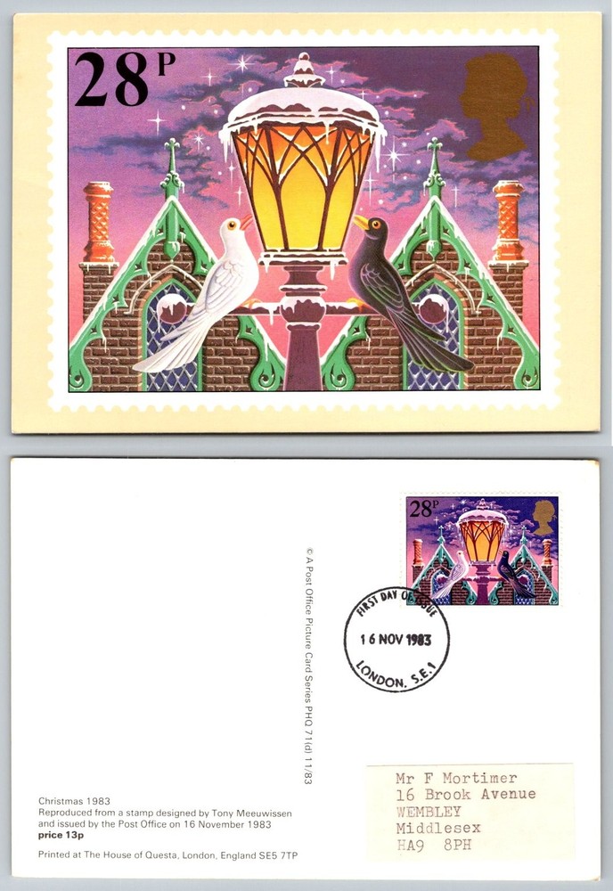 1983 UK Christmas Postcard Tony Meeuwissen First Day Issue PHQ Card London