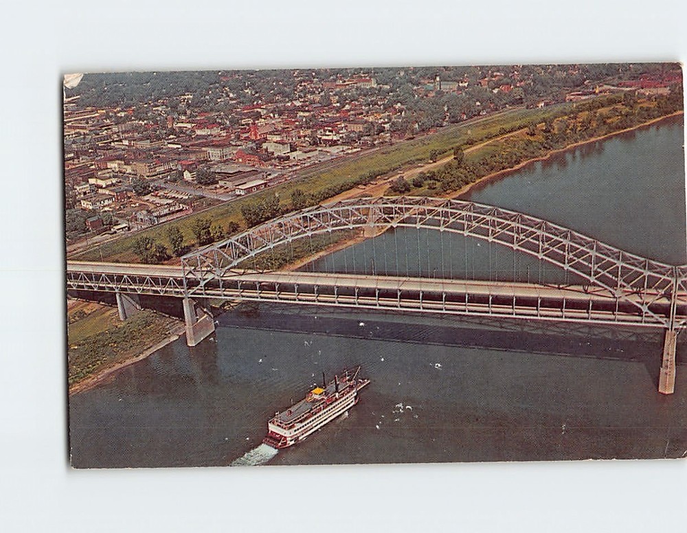 Postcard Belle of Louisville approaching the Sherman Minton Bridge Kentucky USA