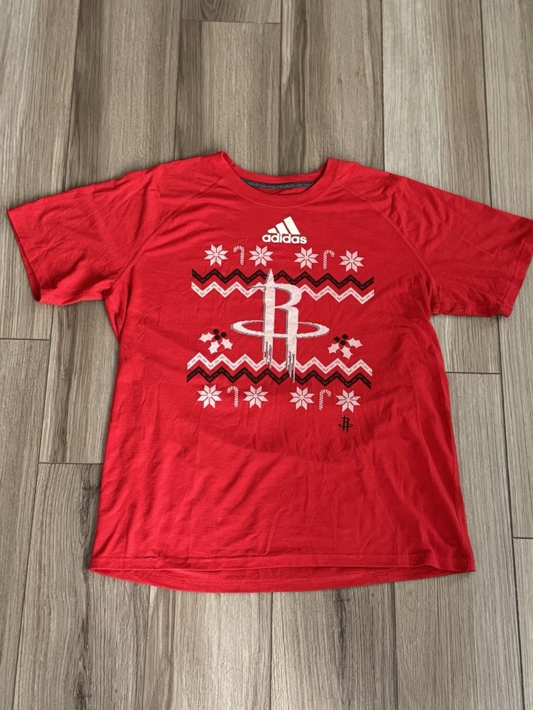 Houston Rockets Adidas NBA Christmas Day Shirt Ugly Sweater T-Shirt Red Men’s XL