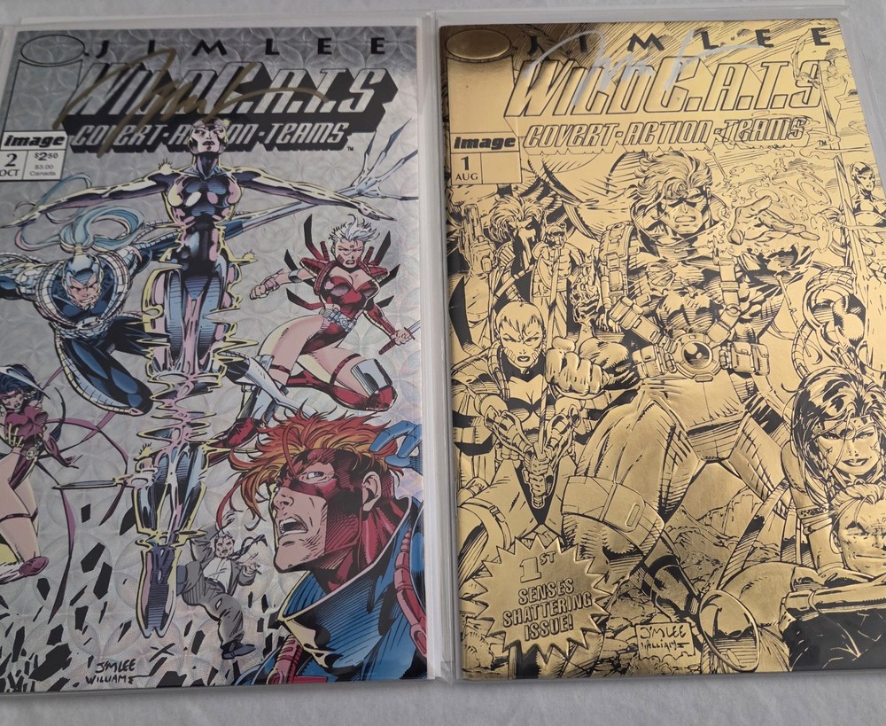 WildC.A.T.S. #1  Gold Embossed & Foil Both Signed By Jim Lee 🔑 1st TEAM