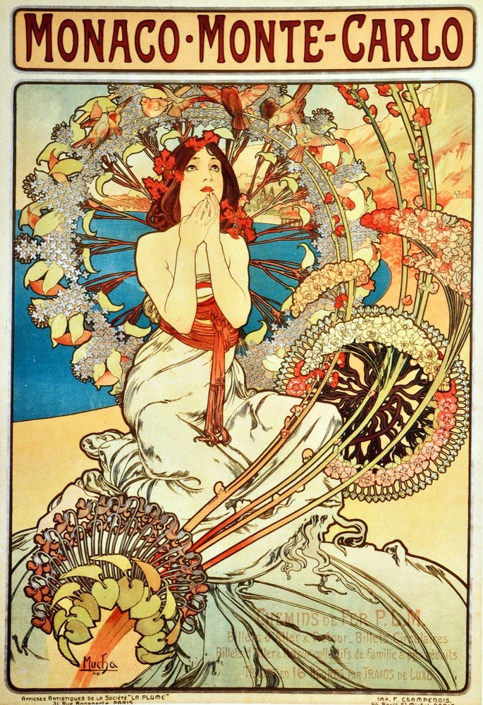 Decor poster.Interior design Art Nouveau.Monaco Fashion Nymph.6219