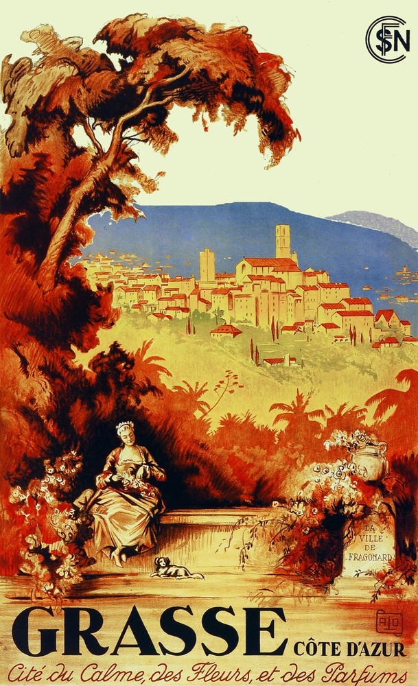 Grasse cote D'Azur Travel Decorative Poster. Fine Graphic Art Design. 2848