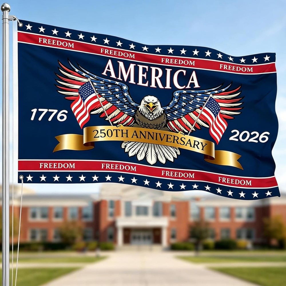 3 Ply 250 Years America Flag - Double Sided Patriotic Eagle 3 x 5 ft Annivers...
