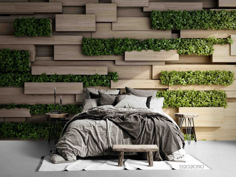 3D Wood Products Greenery Wall Murals Wallpaper Murals Wall Sticker