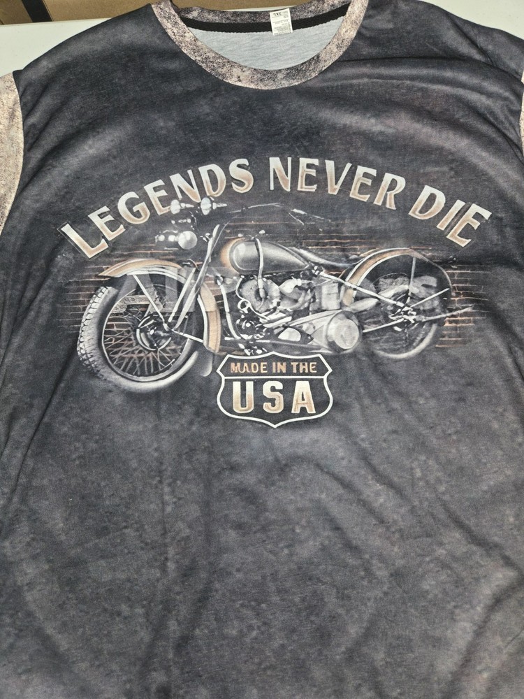 Mens Legends Never Die Graphic Motorcycle Shirt Size 3XL
