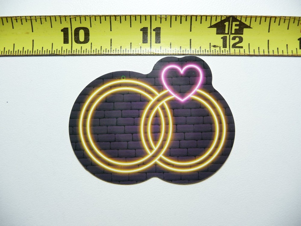 Neon Heart Engagement Wedding Ring Vinyl Decal Sticker Bright Style