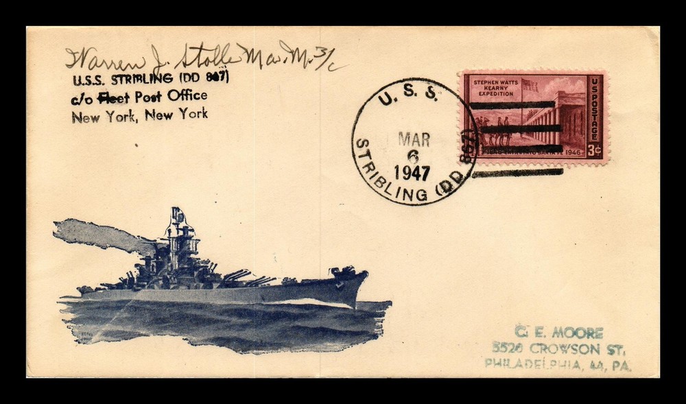 Dr Jim Stamps Us Cover Uss Stribling Dd-867 Naval Cancel
