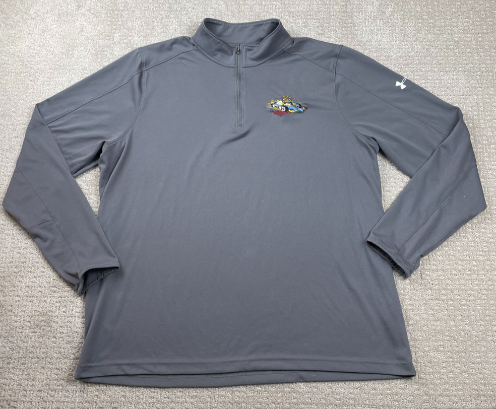 Under Armour Sweater Mens 2XL Gray HeatGear 1/4 Zip Pullover Stretch Gym Walmart
