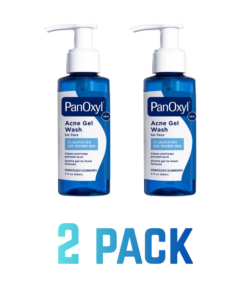 2 Pack PanOxyl Acne Gel Wash for Face with 2% Salicylic Acid - 3 fl oz EXP :2027