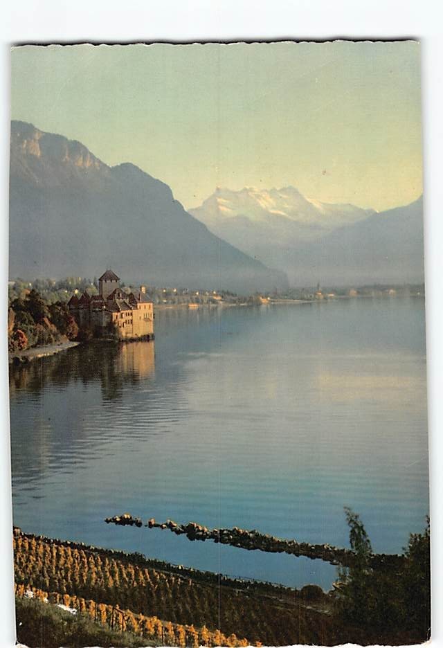 Postcard Chillon Castle Lake Geneva Montreux Switzerland