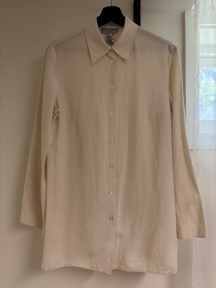 August Silk Collared Button Shirt Silk Linen Women’s Size 12