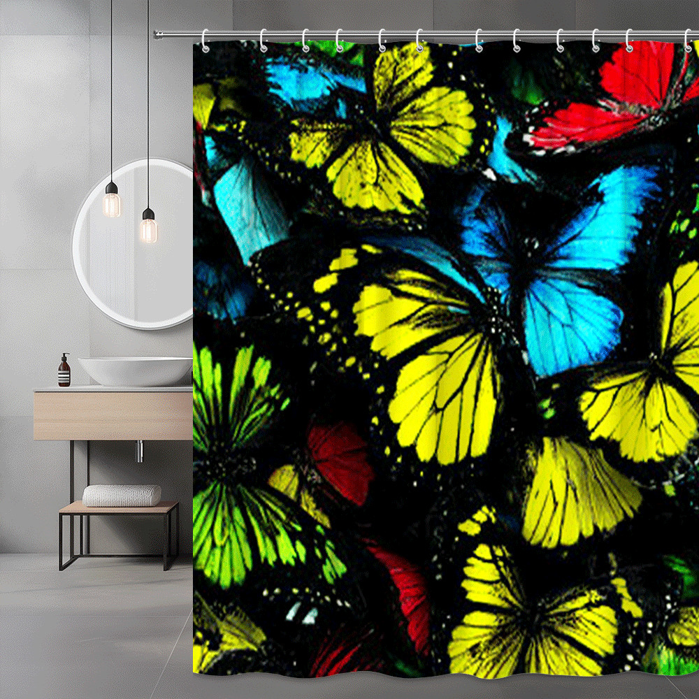 Butterfly Print Shower Curtain Colorful Butterfly Pattern