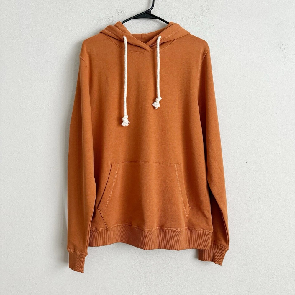Pact Womens Organic Cotton Pullover Drawstring Hoodie Rust Orange Size Small
