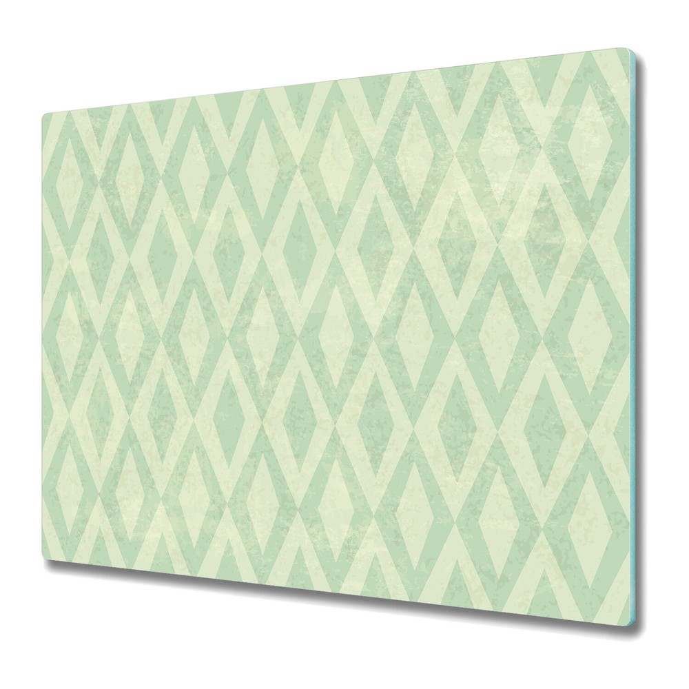Glass Kitchen Chopping Board Worktop Saver Grunge rhombus green photo 60x52
