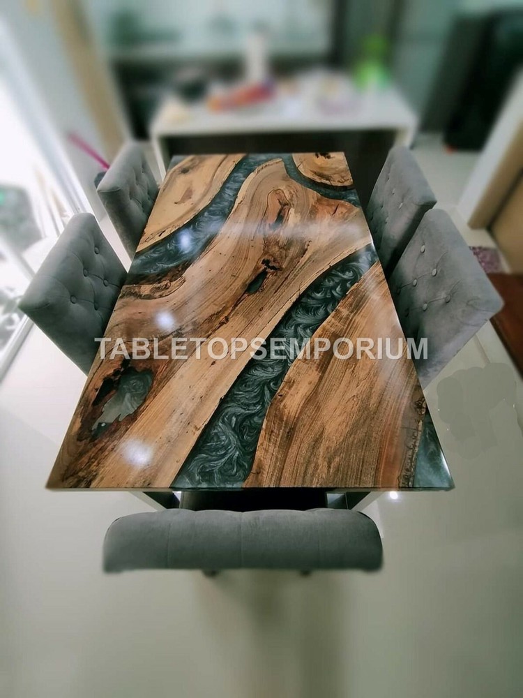 Handmade Resin River Epoxy Custom Conference Center Table Top Acacia Wood Décors