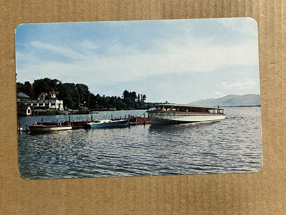 Postcard Lake George NY New York Dock Pier Excursion Tour Boat Ranger Vintage PC