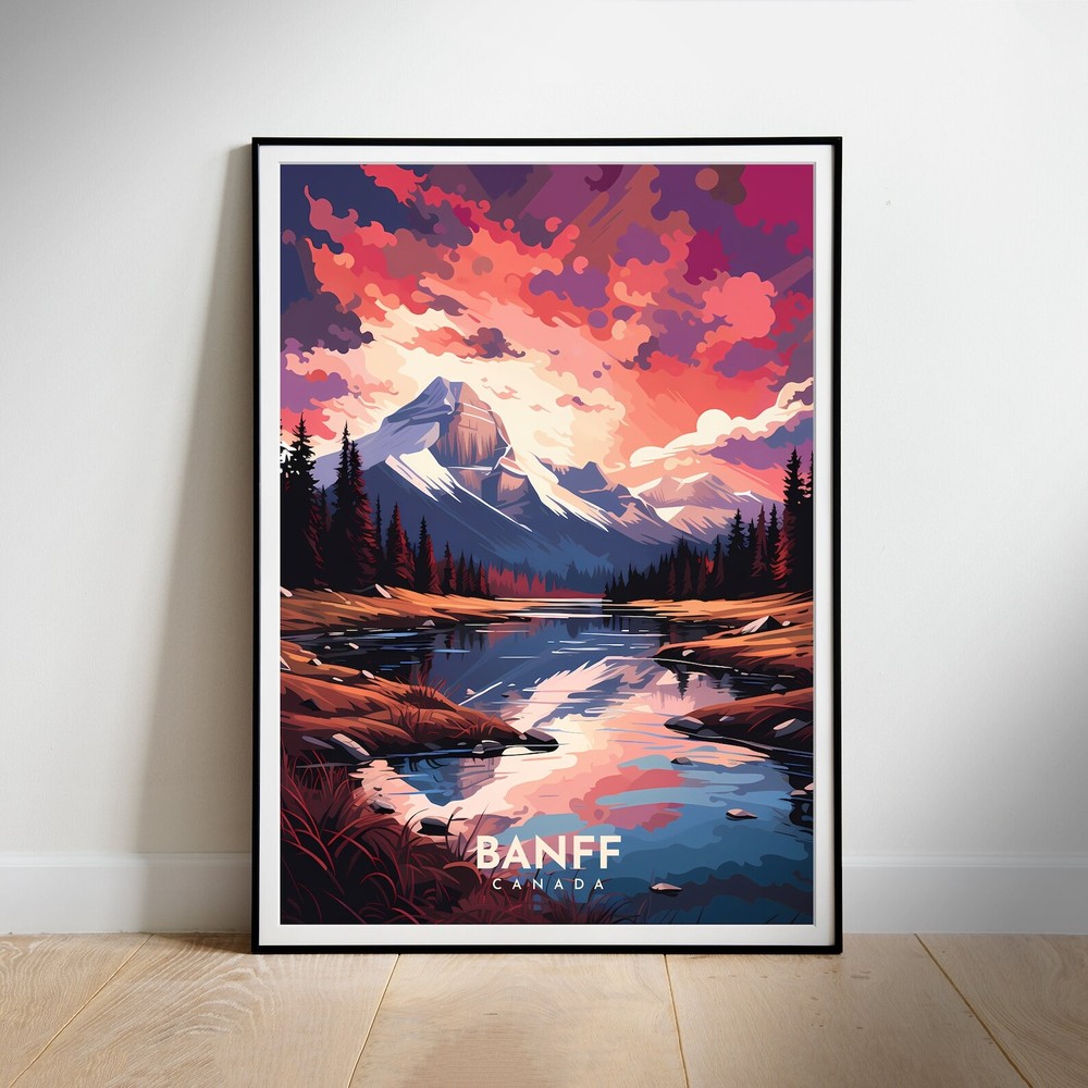 Printable Wall Art Canada Retro Travel Poster Instant Hanging Decor New Home