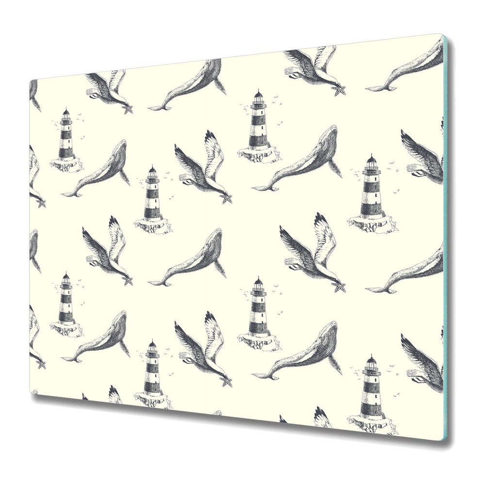 Glass Surface Protector Worktop saver Sea vintage illustration black and yellow