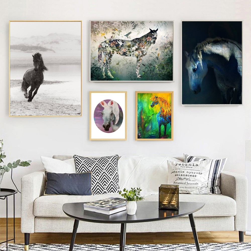 Abstract Art Horse Decorative Oil Paint Silk Canvas Wall Poster Unframed A546-image