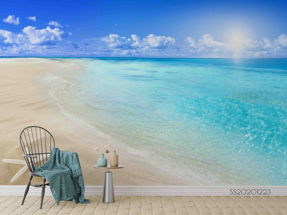 3D Sky Sea Beach Landscape Wall Murals Wallpaper Murals Wall Sticker