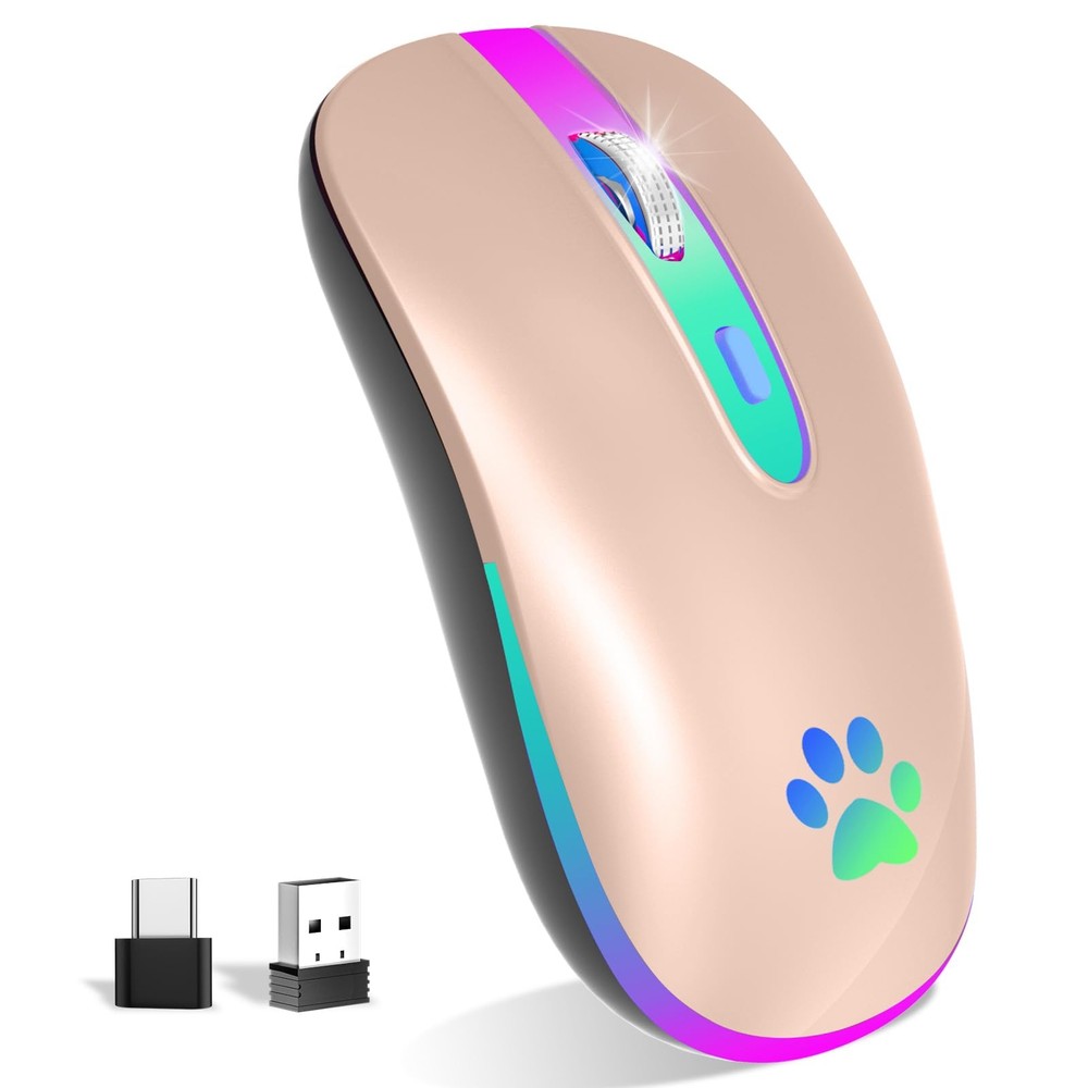 Rechargeable Bluetooth Wireless Mouse with LED Optical USB Portability