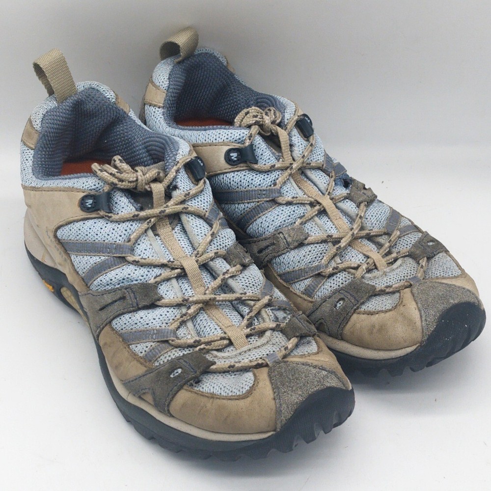 Merrell Siren Sport Ortholite Womens Sz 8 Beige Blue Trail Running Hiking Shoes