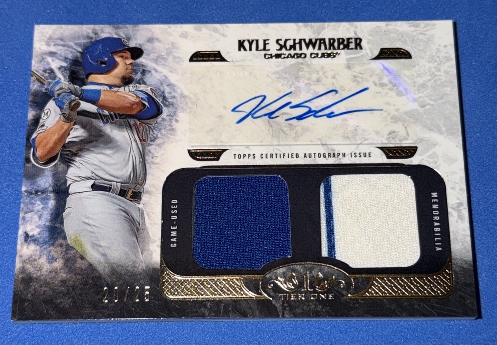 Kyle Schwarber 2016 Topps Tier One RC Duel Relic Game Used Auto /25 Rookie Cubs