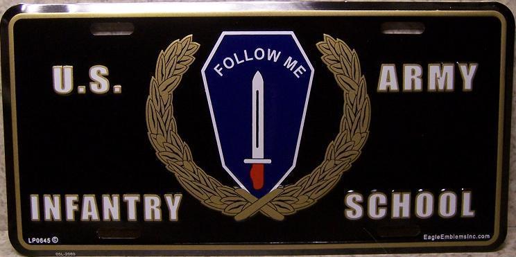New Aluminum Military License Plate Army Infantry School Follow Me Design