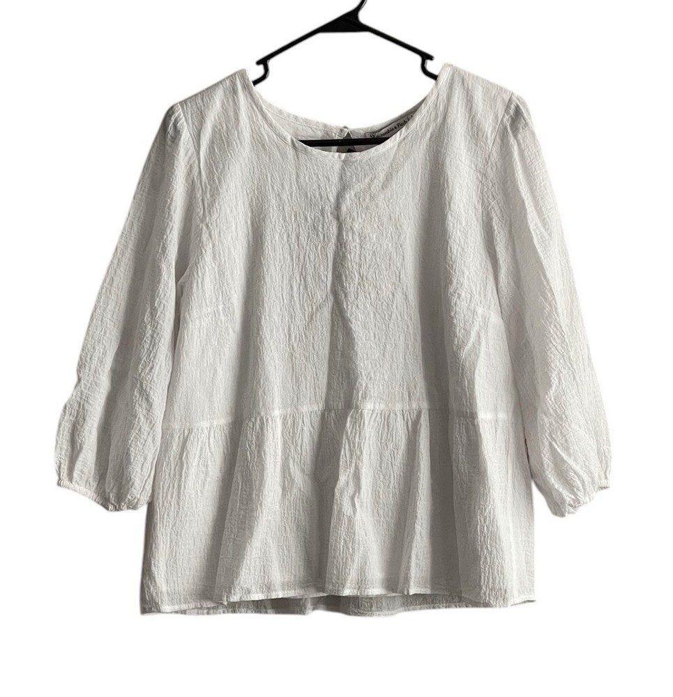 Abercrombie & Fitch Women Peplum Top White Large Key Hole Back NWT
