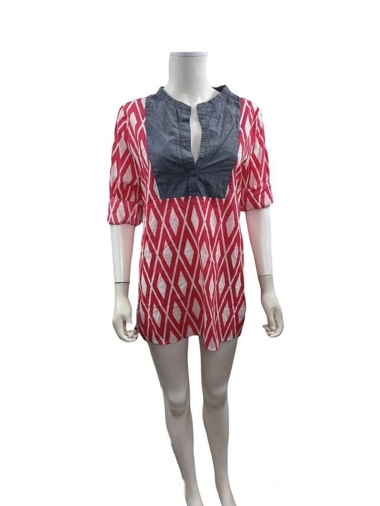 J Crew Women’s Size Medium 3/4 Sleeve V Neck Bib Tunic