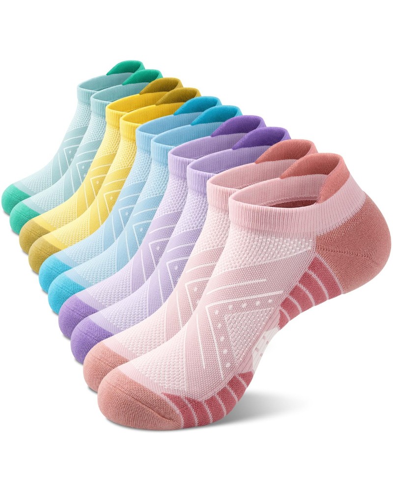 5 Pairs Womens Ankle Running Socks, Athletic Cushioned Low Cut Tab Cotton Cas...