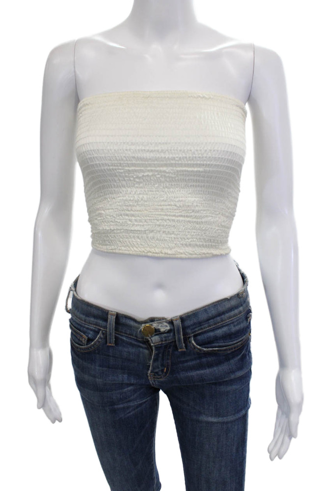 Donni Women Cropped Sleeveless White Rayon 90s Top Size SFree Shipping in US $100+ Orders | $6.95 Orders Below