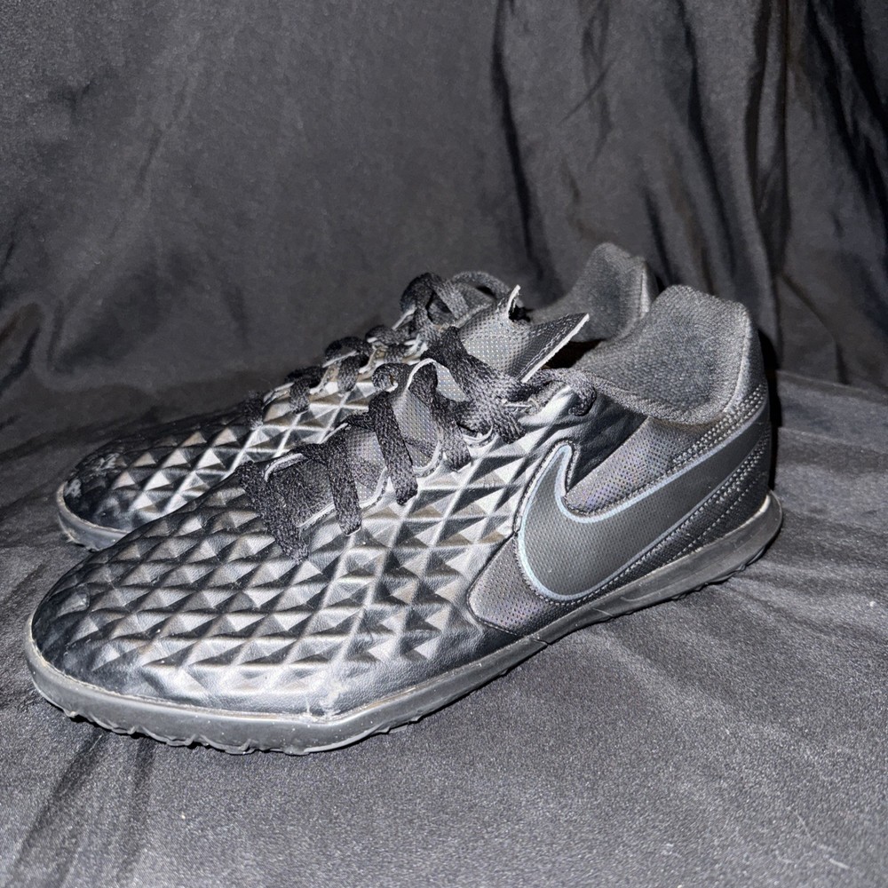 Nike Tiempo 9 Academy Turf Soccer Shoes Size Youth 6 Black AT5883-010 VGC