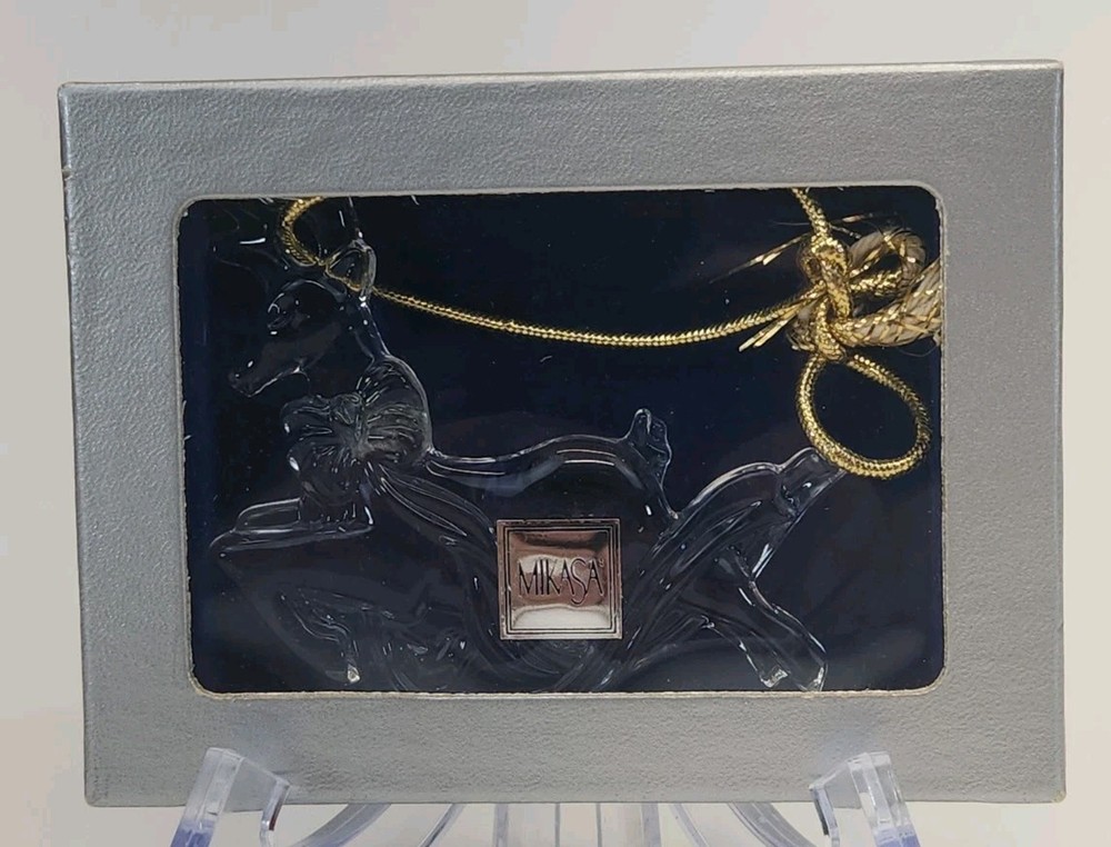 Mikasa Crystal Joyous Collection Reindeer Christmas Ornament In Original Box NEW
