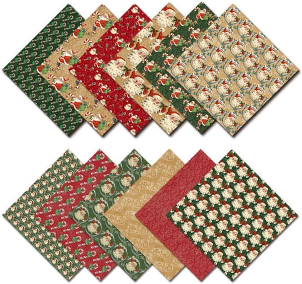 24 Sheets 12 Designs Merry Christmas Decorative Acid Free Scrapbook Paper Set 6
