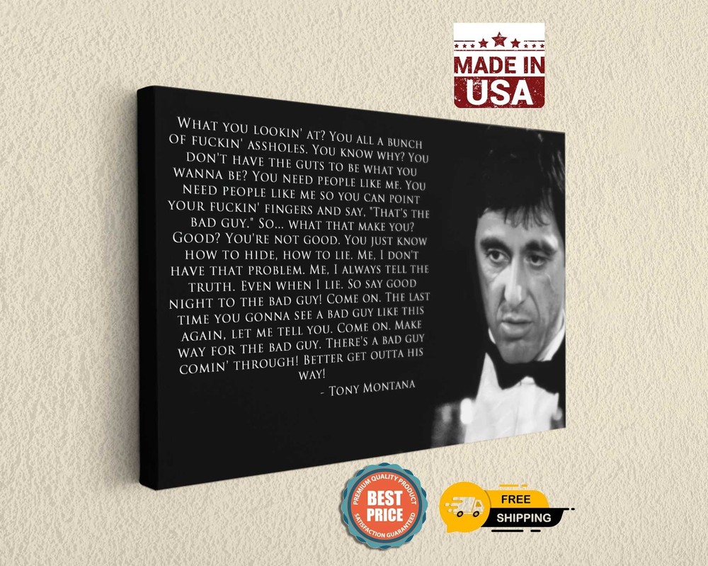 Scarface Tony Montana Al Pacino What Are You Looking At Canvas Print
